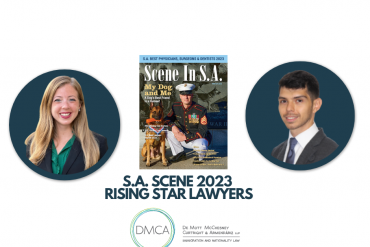 Two DMCA attorneys, listed in the winter issue of Scene In S.A. as Rising Star Lawyers 2023.